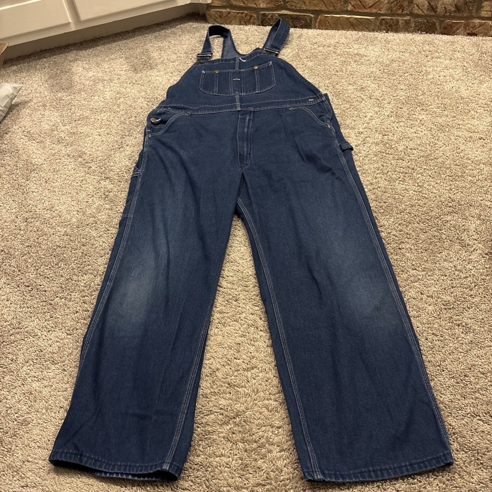 Vintage Sears Roebuck Overalls Mens 42x30 Blue Denim Bib Work Wear Outdoor Farm
